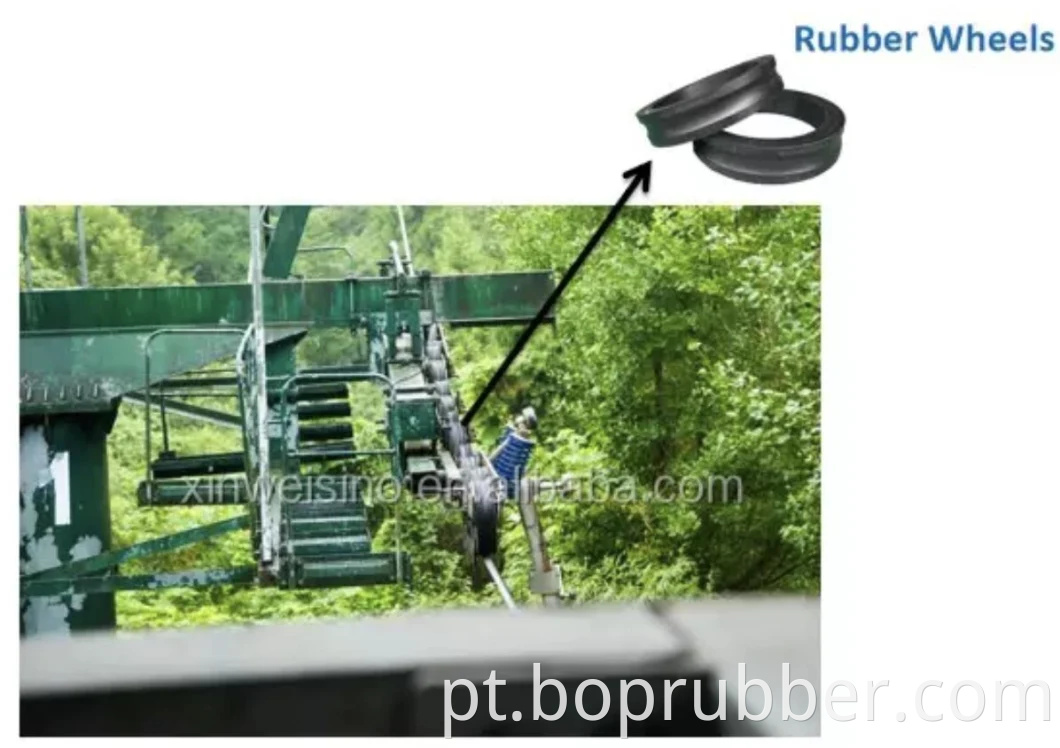 Rodas de borracha de equipamentos de ropeway de passageiros turísticos e passeios turísticos para acessórios de cabos para acessórios